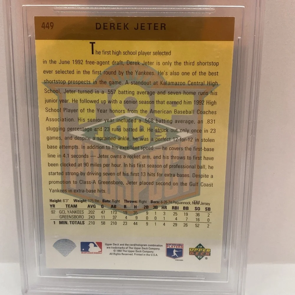 1993 Upper Deck Derek Jeter Rookie Card #449 (MISC15)